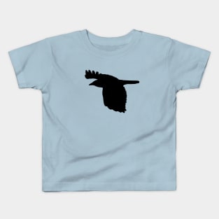 Crow Flying Black Bird Silhouette Kids T-Shirt